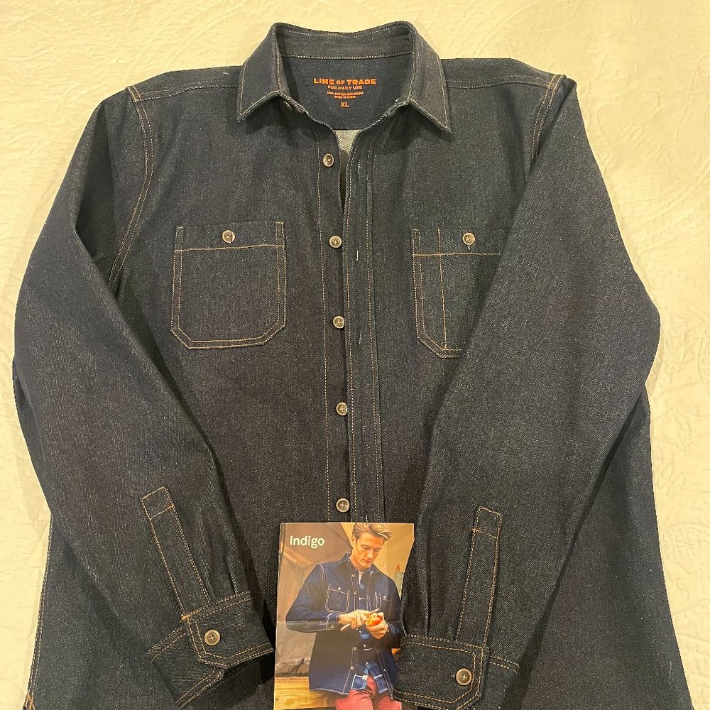 New men's XL denim button down shirt